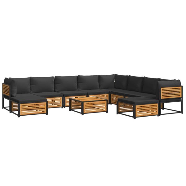 Set canapele grădină cu perne, 11 piese, lemn masiv acacia