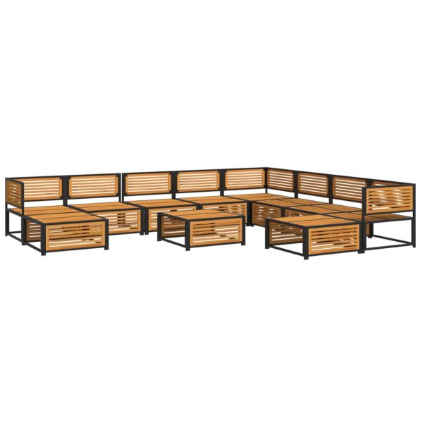 Set canapele grădină cu perne, 11 piese, lemn masiv acacia
