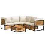 Set de canapele grădină cu perne, 6 piese, lemn masiv acacia