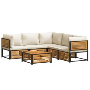 Set de canapele grădină cu perne, 6 piese, lemn masiv acacia