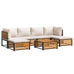 Set canapele grădină cu perne, 7 piese, lemn masiv acacia