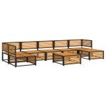 Set de canapele de grădină cu perne, 8 piese, lemn masiv acacia