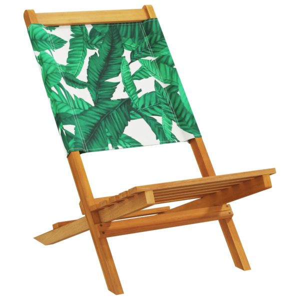 Scaune de grădină pliabile 4 buc., textil verde/lemn masiv