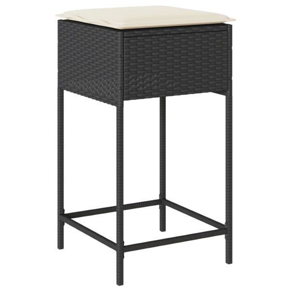 Set mobilier bar de grădină cu perne, 5 piese, negru, poliratan