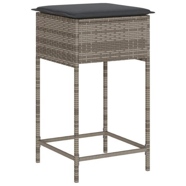 Set mobilier bar de grădină cu perne, 7 piese, gri, poliratan