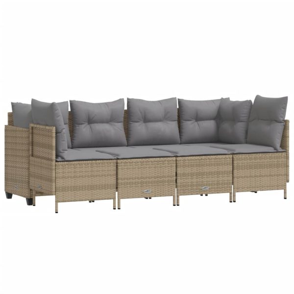 Set canapele de grădină cu perne, 5 piese, bej, poliratan