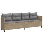Set canapele de grădină cu perne, 5 piese, bej, poliratan
