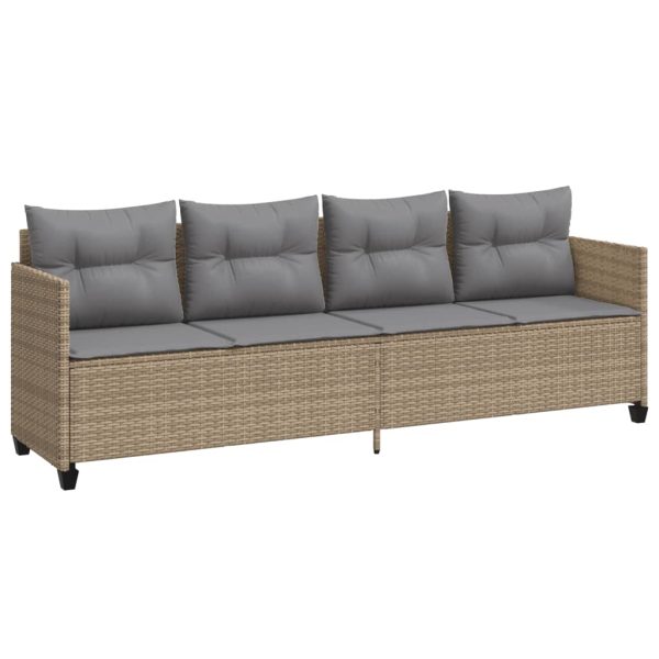 Set canapele de grădină cu perne, 5 piese, bej, poliratan