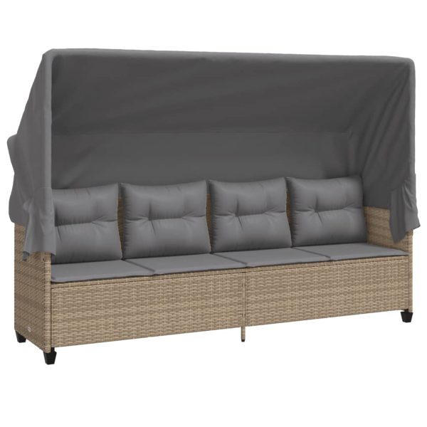 Set canapele de grădină cu perne, 5 piese, bej, poliratan