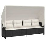 Set mobilier de grădină cu perne, 5 piese, negru, poliratan