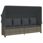 Set canapea de grădină cu perne, 5 piese, gri, poliratan