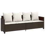 Set canapele de grădină cu perne, 5 piese, maro, poliratan
