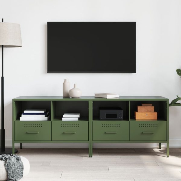 Dulapuri TV, 2 buc., verde măsliniu, 68x39x50,5 cm, oțel