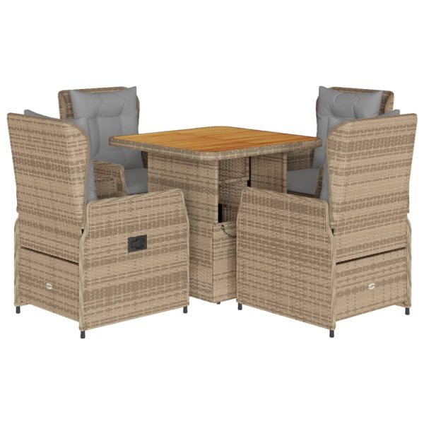 Set mobilier de grădină cu perne, 5 piese, bej, poliratan
