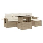 Set canapele de grădină cu perne, 6 piese, bej, poliratan
