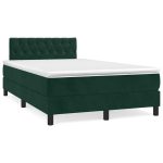 Pat box spring cu saltea, verde închis, 120×190 cm, catifea