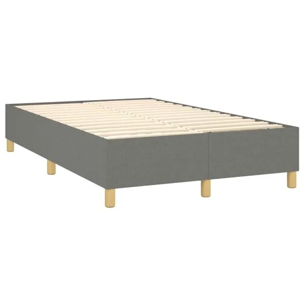 Pat box spring cu saltea, gri închis, 120×190 cm, textil