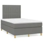 Pat box spring cu saltea, gri închis, 120×190 cm, textil