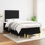 Pat box spring cu saltea, negru, 120×190 cm, catifea