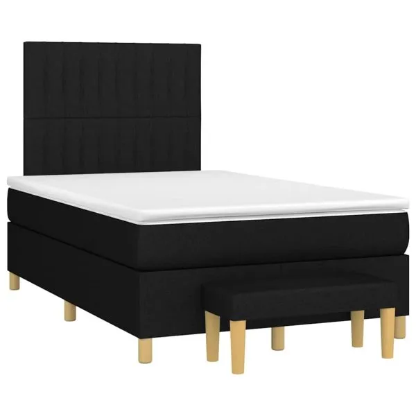 Pat box spring cu saltea, negru, 120×190 cm, catifea