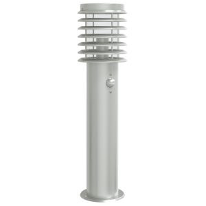 Lampă exterioară de podea cu senzor argintiu, 60 cm, oțel inox