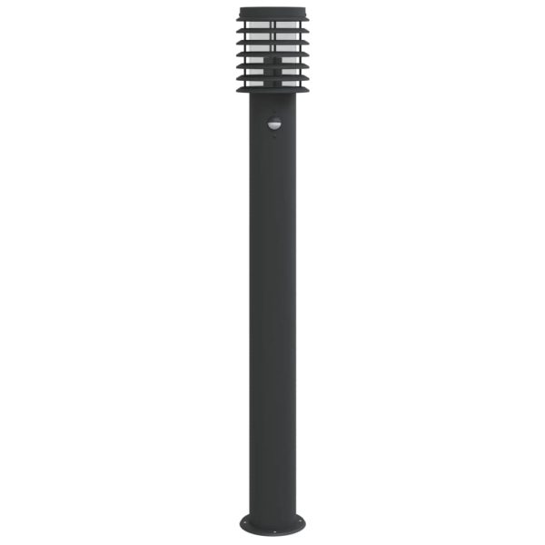 Lampă exterioară de podea cu senzor, negru, 110 cm, oțel inox