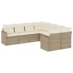 Set canapele de grădină, 8 piese, cu perne, bej, poliratan