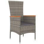 Set mobilier de grădină cu perne, 11 piese, gri, poliratan