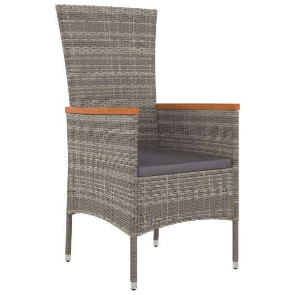 Set mobilier grădină cu perne, 9 piese, gri, poliratan