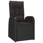 Set mobilier de grădină cu perne, 7 piese, negru, poliratan