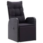 Set mobilier de grădină cu perne, 9 piese, negru, poliratan