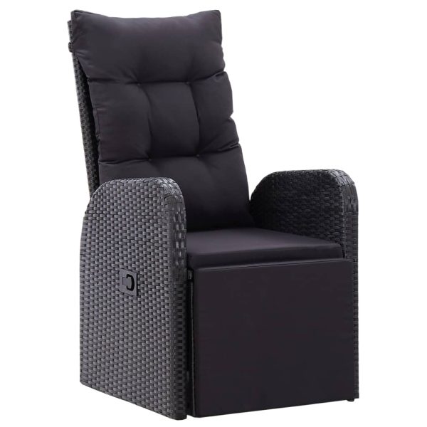 Set mobilier de grădină cu perne, 9 piese, negru, poliratan