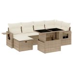 Set canapele de grădină, 7 piese, cu perne, bej, poliratan