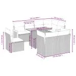Set mobilier de grădină cu perne, 9 piese, negru, poliratan