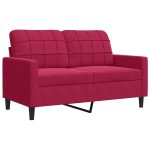 Canapea cu 2 locuri, roșu vin, 120 cm, catifea