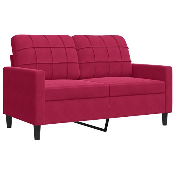 Canapea cu 2 locuri, roșu vin, 120 cm, catifea
