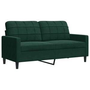 Canapea cu 2 locuri, verde închis, 140 cm, catifea