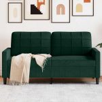 Canapea cu 2 locuri, verde închis, 140 cm, catifea