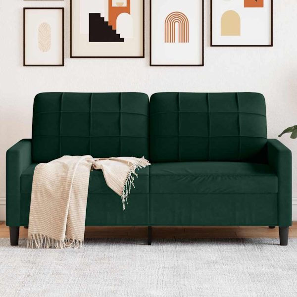 Canapea cu 2 locuri, verde închis, 140 cm, catifea