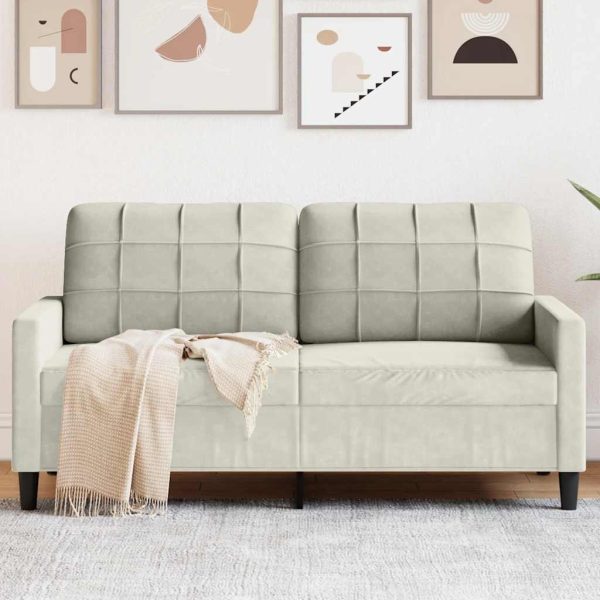 Canapea cu 2 locuri, crem, 140 cm, catifea