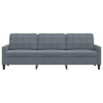 Canapea cu 3 locuri, gri închis, 210 cm, material catifea