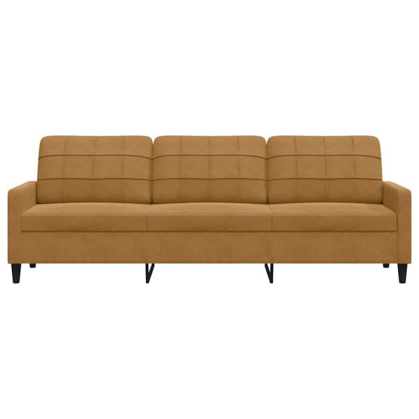 Canapea cu 3 locuri, maro, 210 cm, material catifea