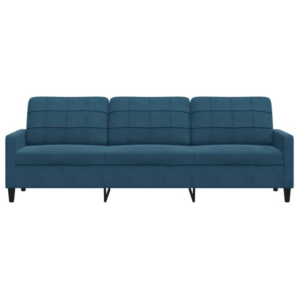 Canapea cu 3 locuri, Albastru, 210 cm, material catifea