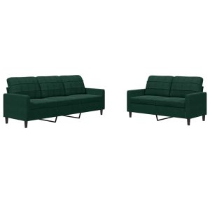 Set de canapele cu perne, 2 piese, verde închis, catifea