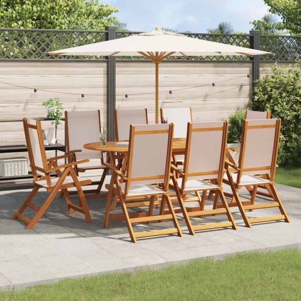 Set mobilier de grădină, 9 piese, lemn masiv acacia/textilenă