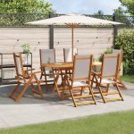 Set mobilier de grădină, 7 piese, lemn masiv acacia/textilenă
