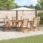 Set mobilier de grădină, 7 piese, lemn masiv acacia/textilenă