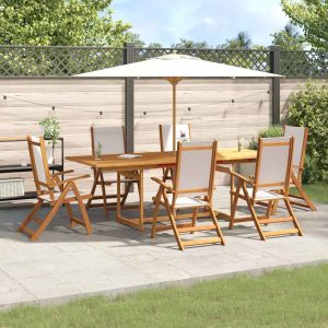 Set mobilier de grădină, 7 piese, lemn masiv acacia/textilenă