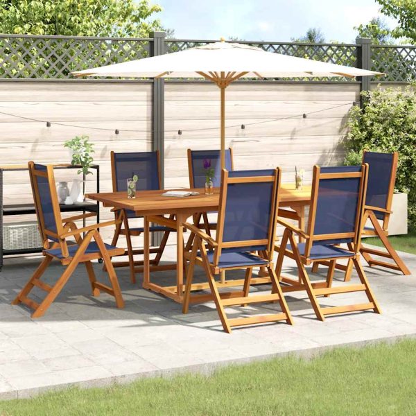 Set mobilier de grădină, 7 piese, lemn masiv acacia/textilenă
