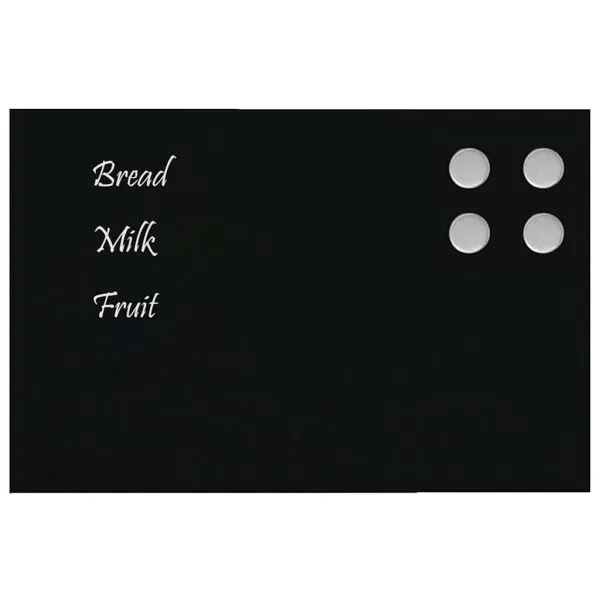 Tablă magnetică de perete neagră 40×30 cm, sticlă securizată